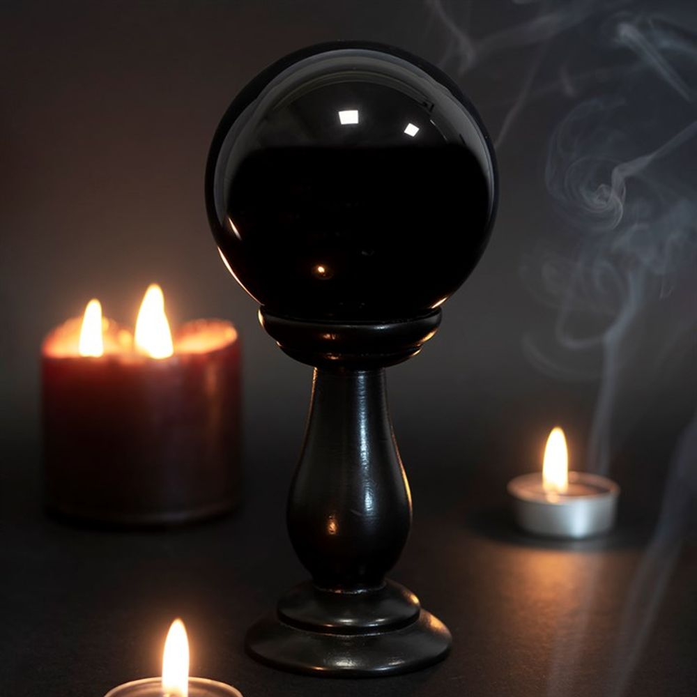 Small Black Crystal Ball on Stand Mystical - Thesoulmindspirit