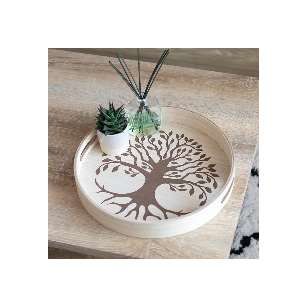 Tree of Life Engraved Tray 35cm  - Elevate Decor - Thesoulmindspirit