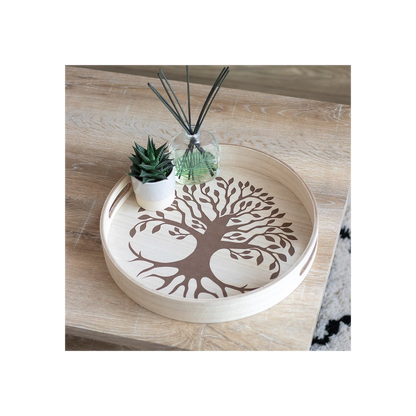 Tree of Life Engraved Tray 35cm  - Elevate Decor - Thesoulmindspirit