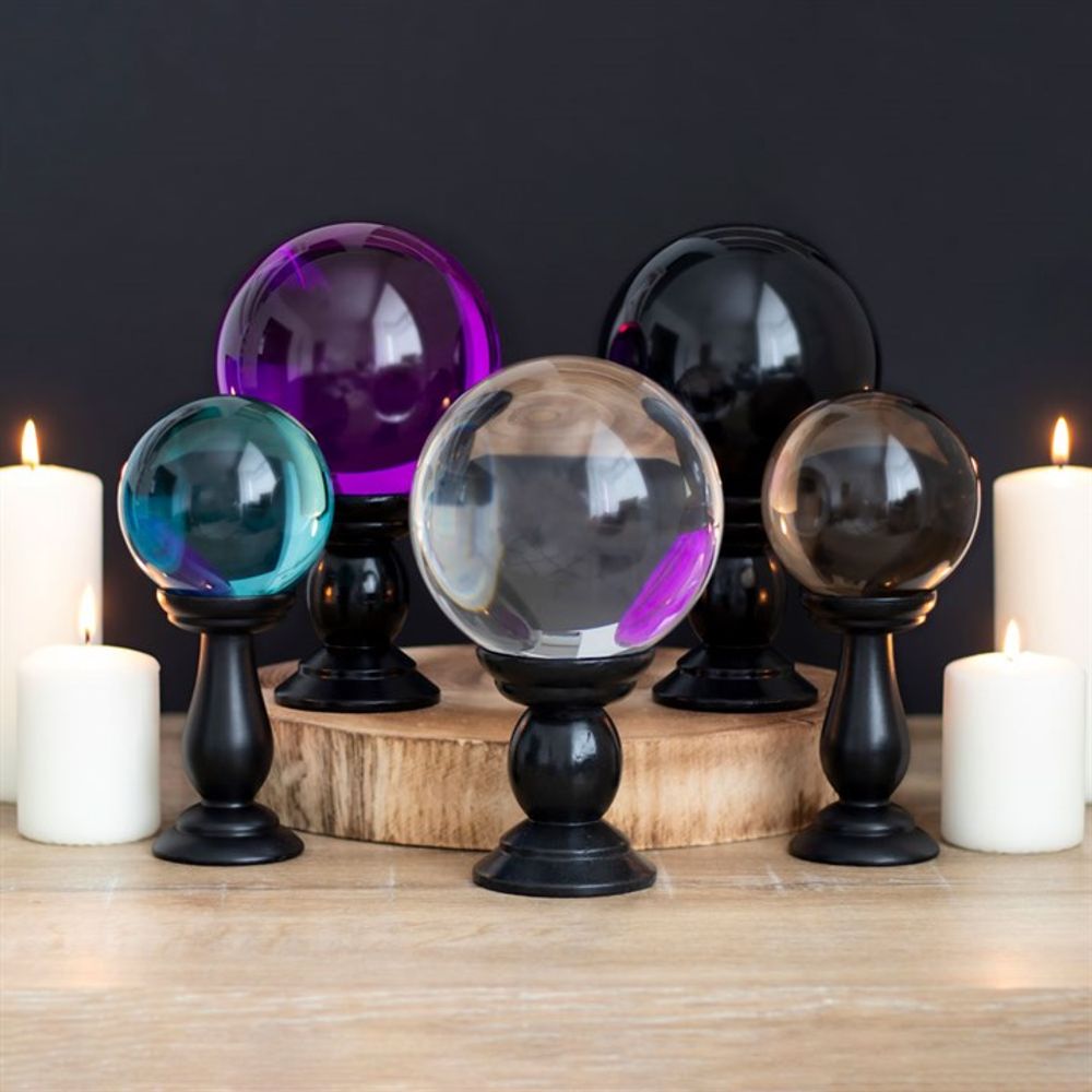 Small Smoke Grey Crystal Ball on Stand - Thesoulmindspirit