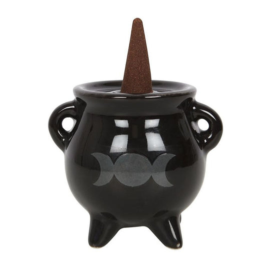 Triple Moon Cauldron Ceramic Incense Holder - Thesoulmindspirit