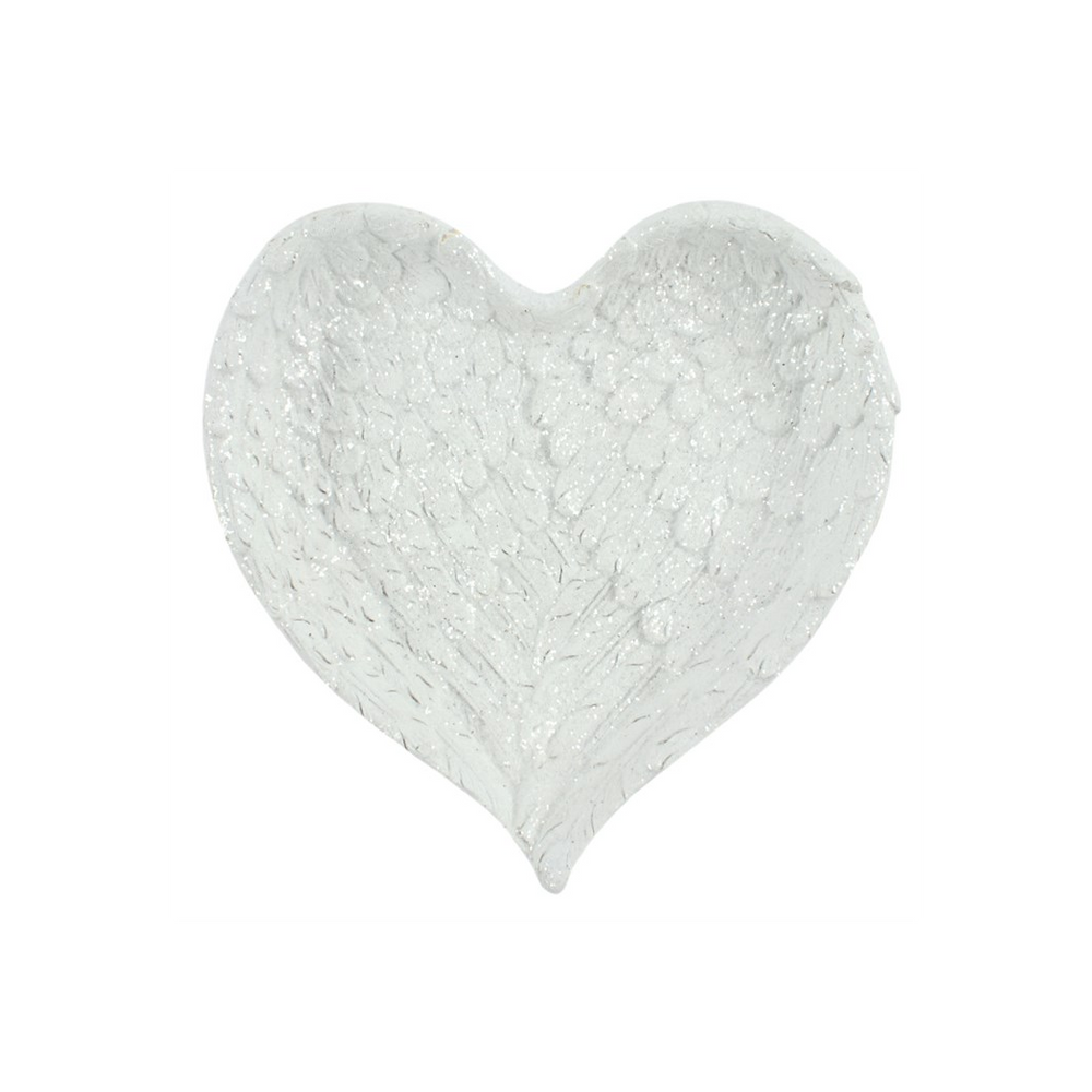 Glitter Heart Shaped Angel Wing Trinket Dish - Thesoulmindspirit