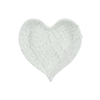 Glitter Heart Shaped Angel Wing Trinket Dish - Thesoulmindspirit