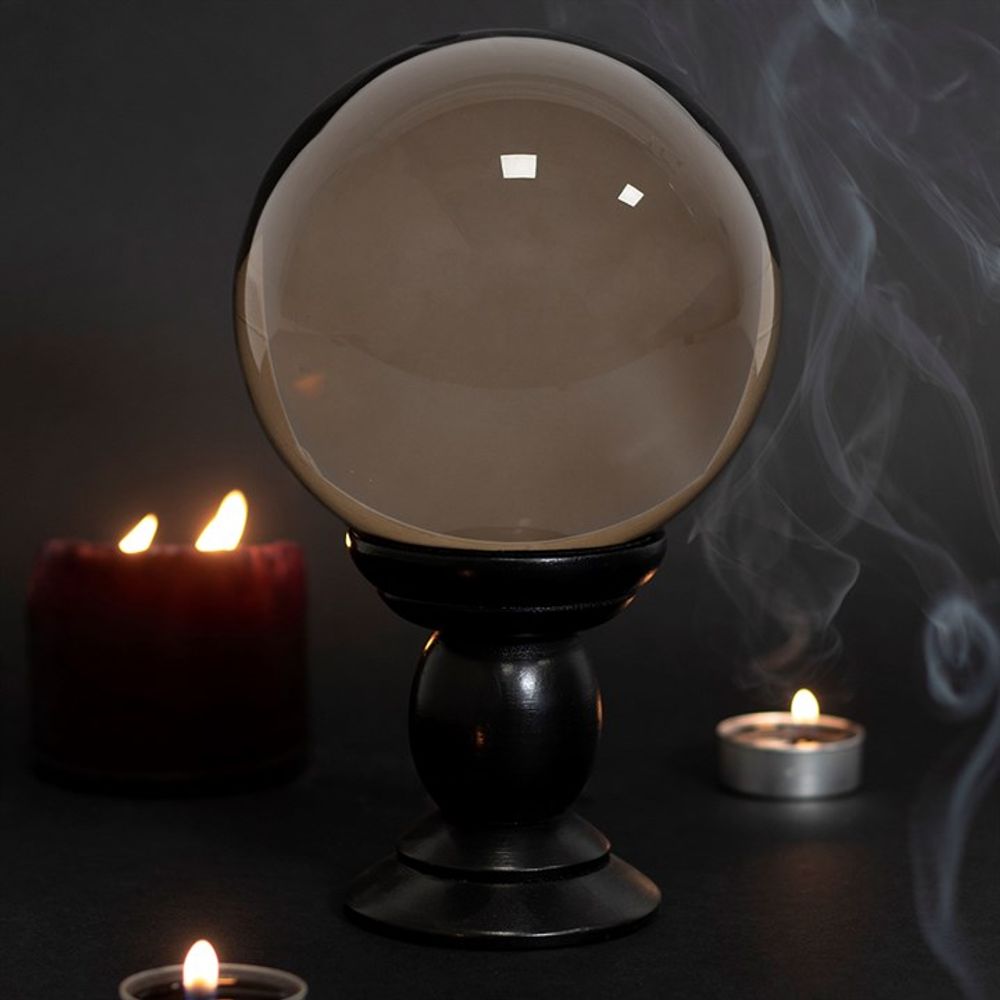 Large Smoke Grey Crystal Ball on Stand Enigmatic - Thesoulmindspirit