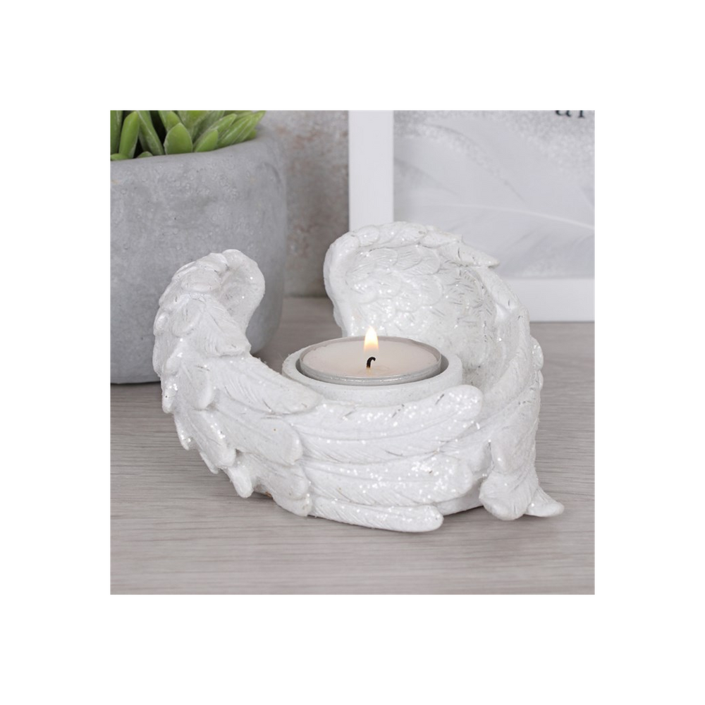 Glitter Angel Wing Candle Holder Serenity - Thesoulmindspirit