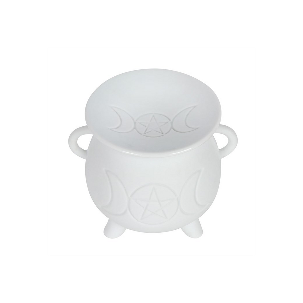 White Triple Moon Cauldron Oil Burner - Home Decor - Thesoulmindspirit