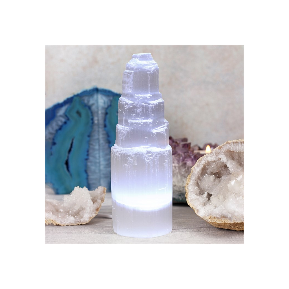 LED Selenite Mountain Lamp - Natural Tranquility - Thesoulmindspirit