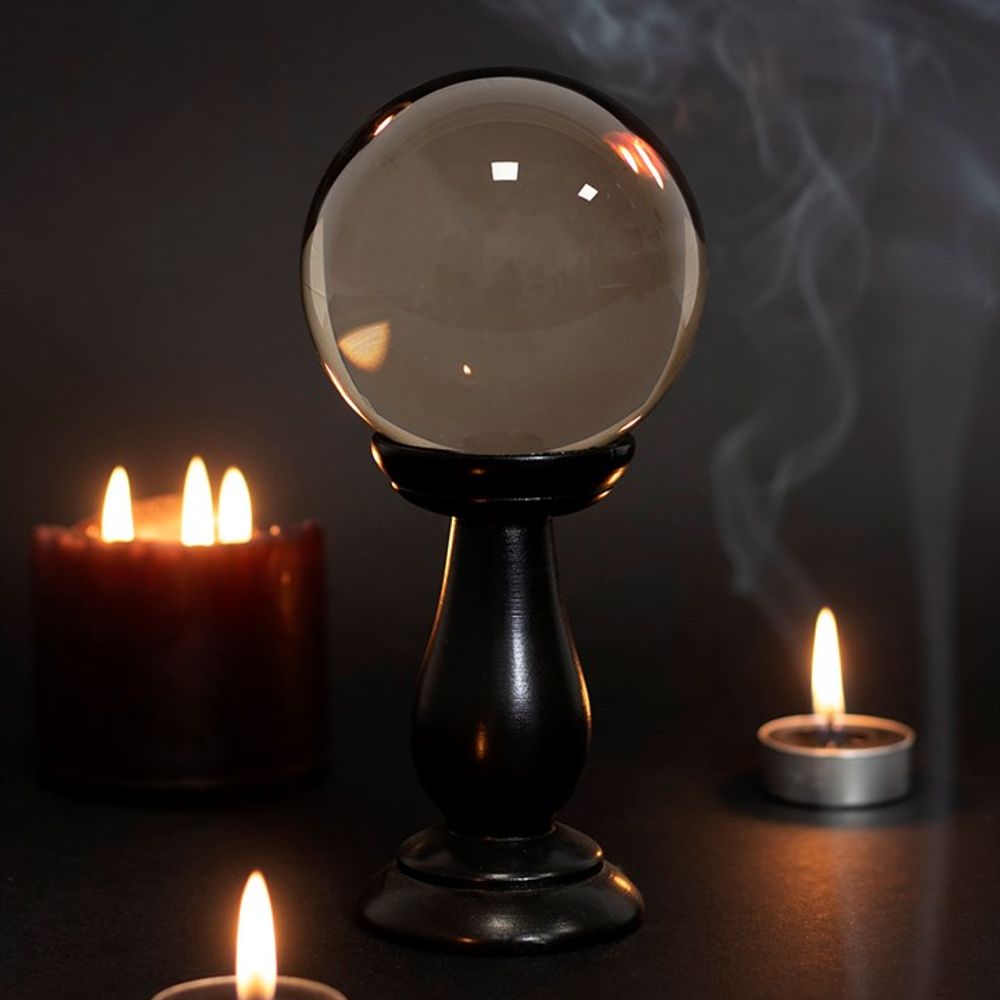 Small Smoke Grey Crystal Ball on Stand - Thesoulmindspirit