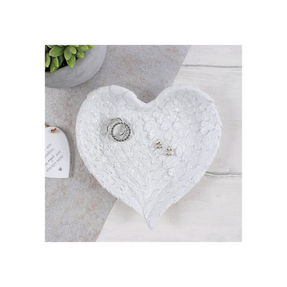 Glitter Heart Shaped Angel Wing Trinket Dish - Thesoulmindspirit