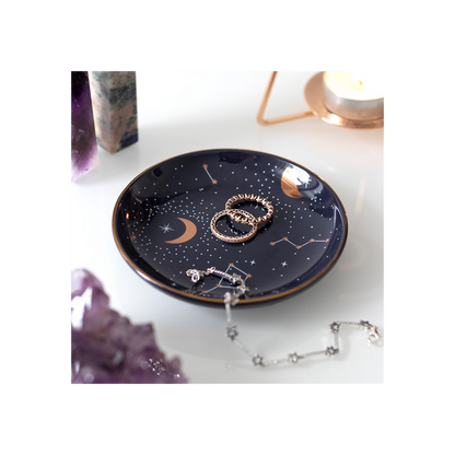 10.5cm Ceramic Purple Star Sign Trinket Dish | thesoulmindspirit.com