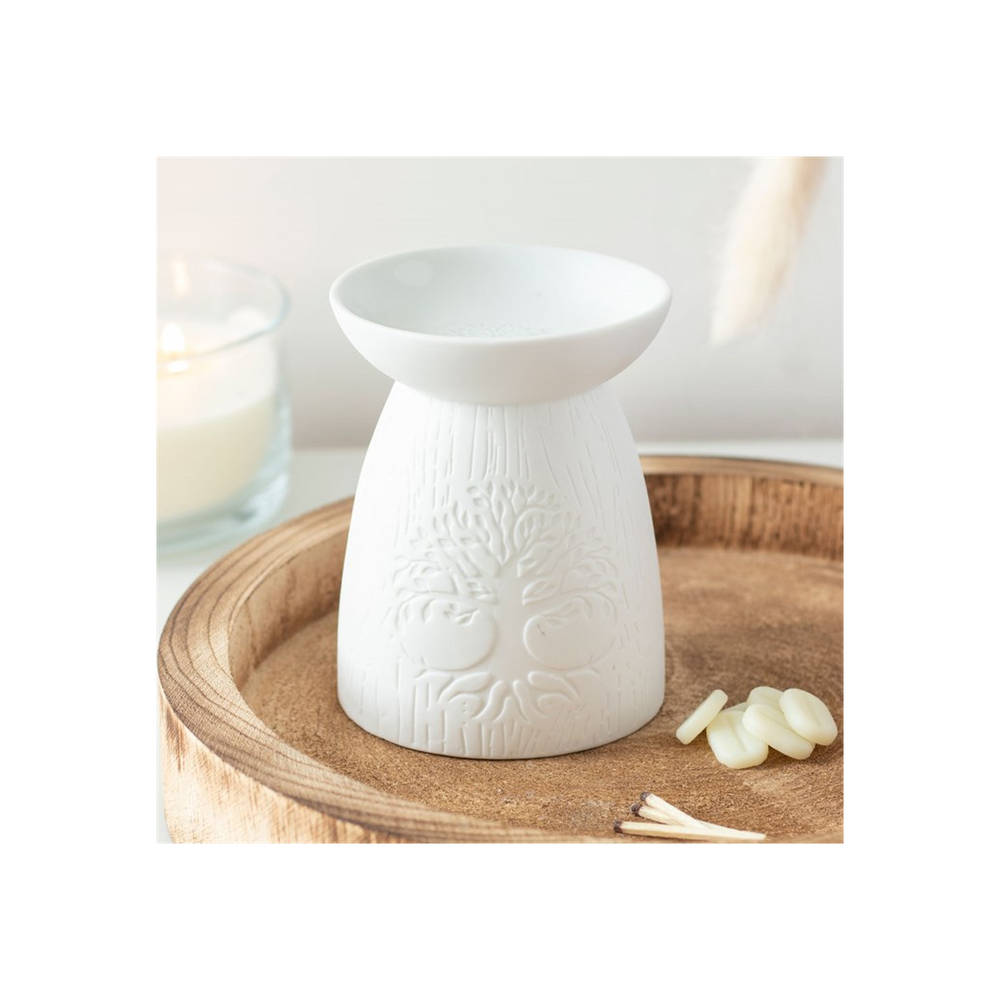 White Ceramic Tree of Life Oil Burner Tranquil - Thesoulmindspirit