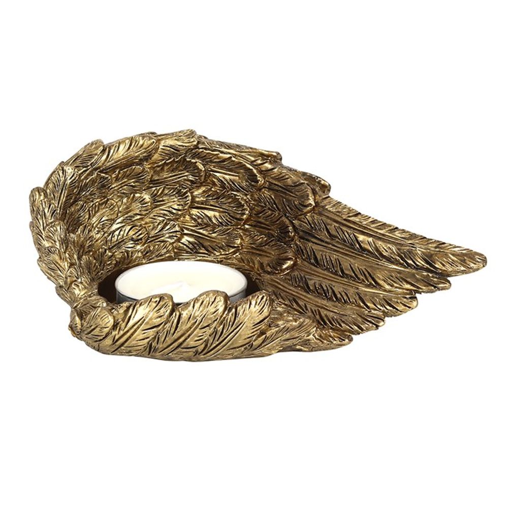 Gold Single Lowered Angel Wing Candle Holder - Thesoulmindspirit