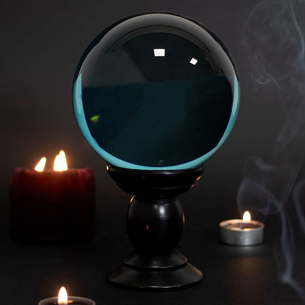 Large Teal Crystal Ball on Stand Mystical Elegance - Thesoulmindspirit