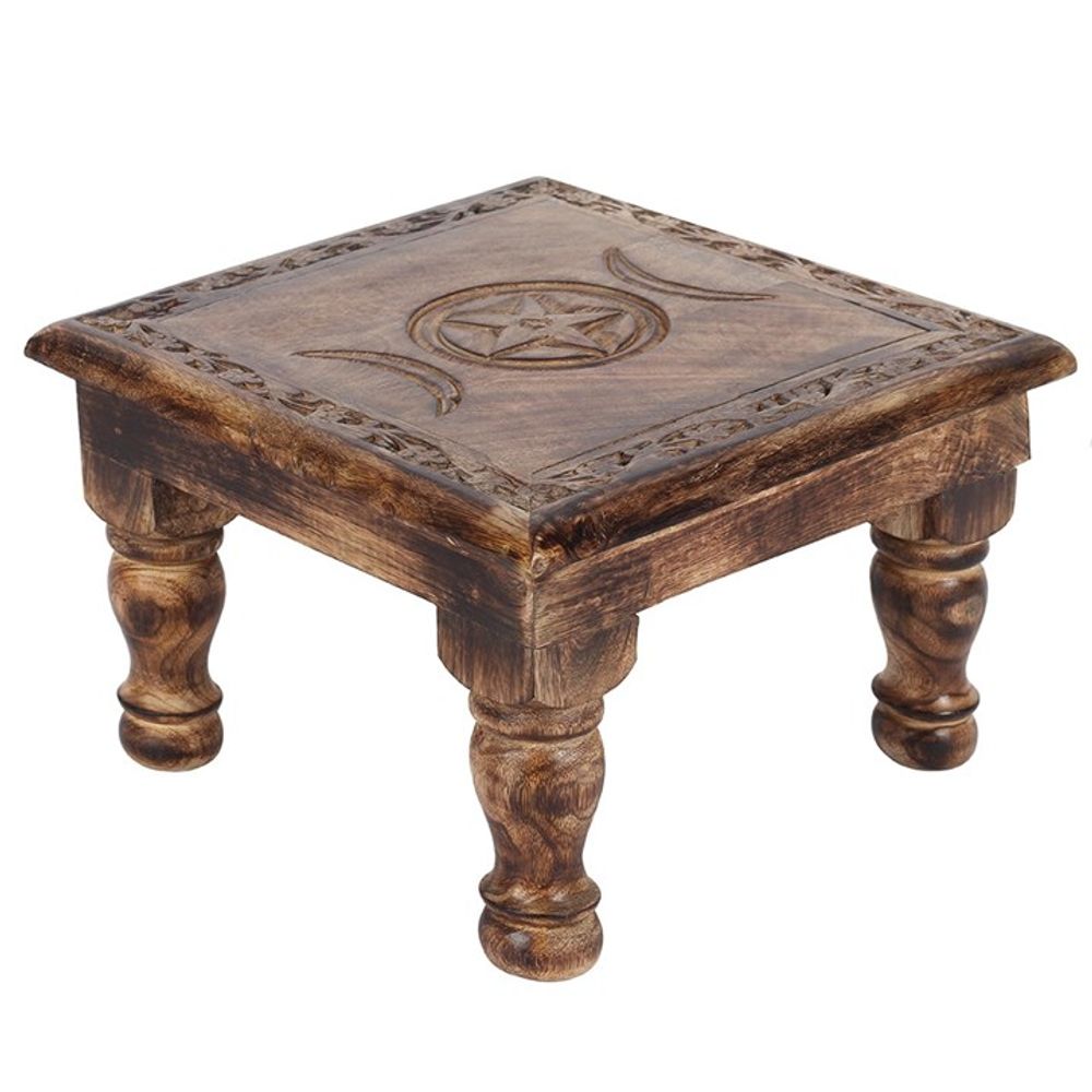 Triple Moon Altar Table with Detailed Border - Thesoulmindspirit