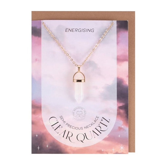 Clear Quartz Crystal Necklace Card Embrace Clarity - Thesoulmindspirit