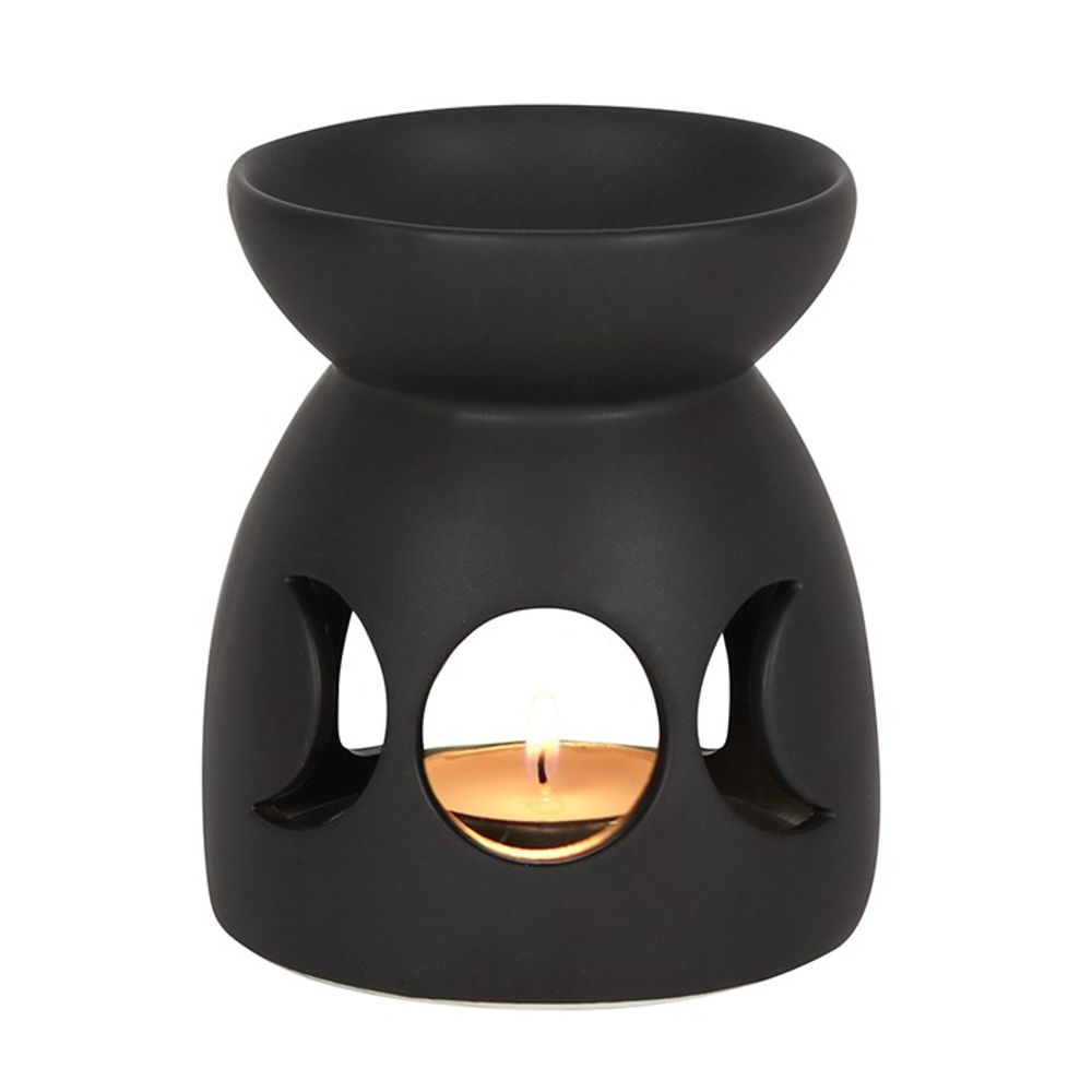 Black Triple Moon Cut Out Oil Burner Embrace Lunar - thesoulmindspirit